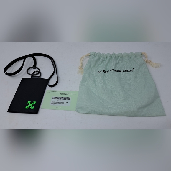 Off-White Other - Off-White Virgil Abloh Arrows Lanyard ID Tag Badge Holder Black Green Leather